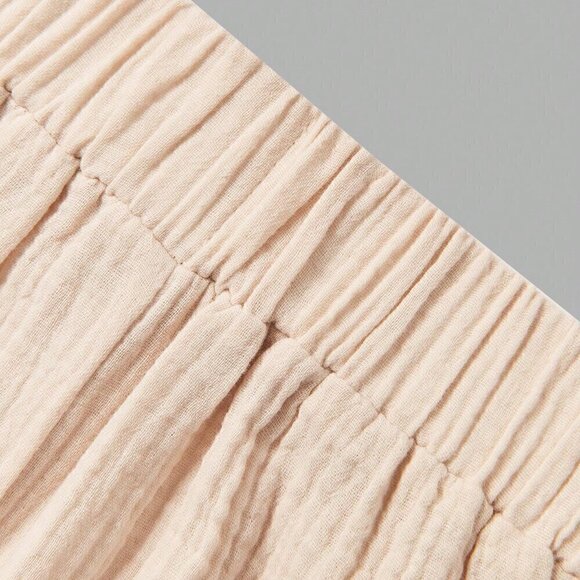 Apricot Casual Women's Lantern Sleeve Tie Waist Top & High Waist Pants Set - Picture 6 of 8